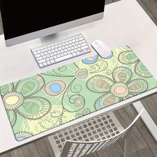 40 90cm XXL Gaming Mouse Pad Non-Slip Rubber Base, Green Floral Design Smooth