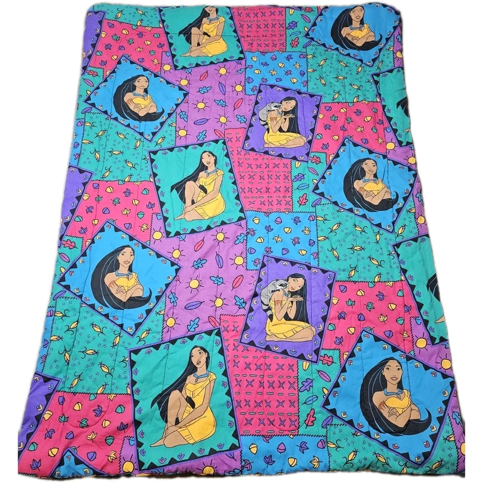Colcha manta edredón reversible vintage años 90 Disney POCAHONTAS 60x84 Foto 2 de 4