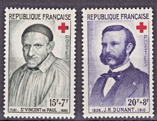 TIMBRES 1958 FRANCE CROIX ROUGE N° 1187/1188-N**.TB-VOIR SCAN-