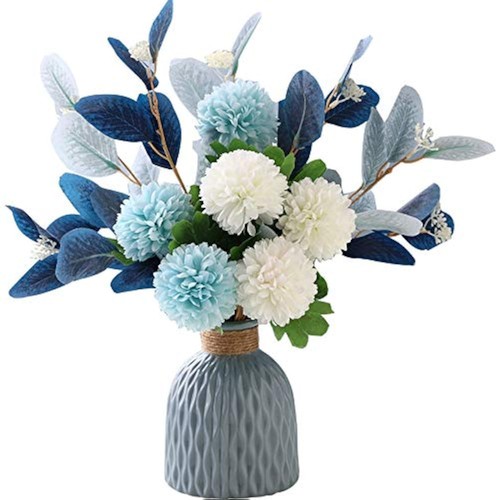 Artificial Flowers with Vase Faux Hydrangea Flower Arrangements for Home Gard...