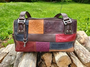 美品✨FOSSIL パッチワーク 本革 レザーバッグ 廃盤 希少 ヴィンテージ Fossil Patchwork | eBay