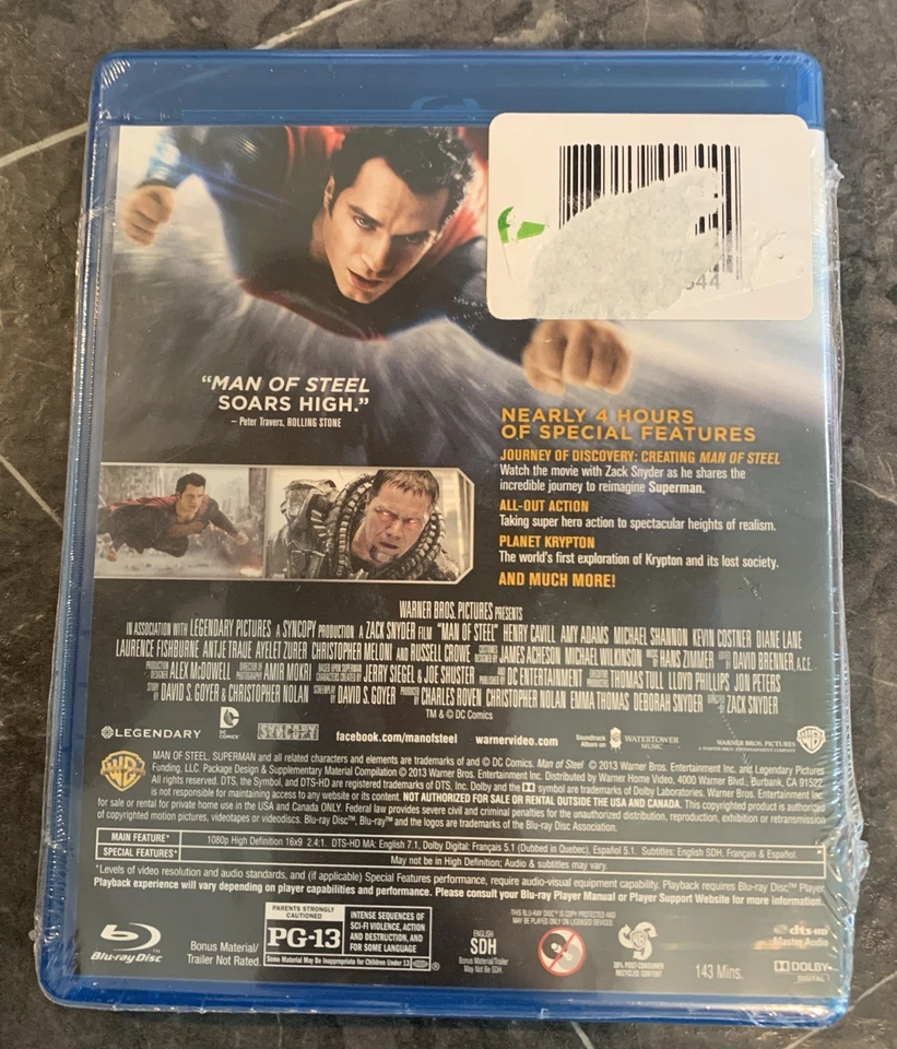 Man of Steel Blu-ray Henry Cavill  Amy Adams  Michael Shannon  Kevin Costner - Image 2 of 2