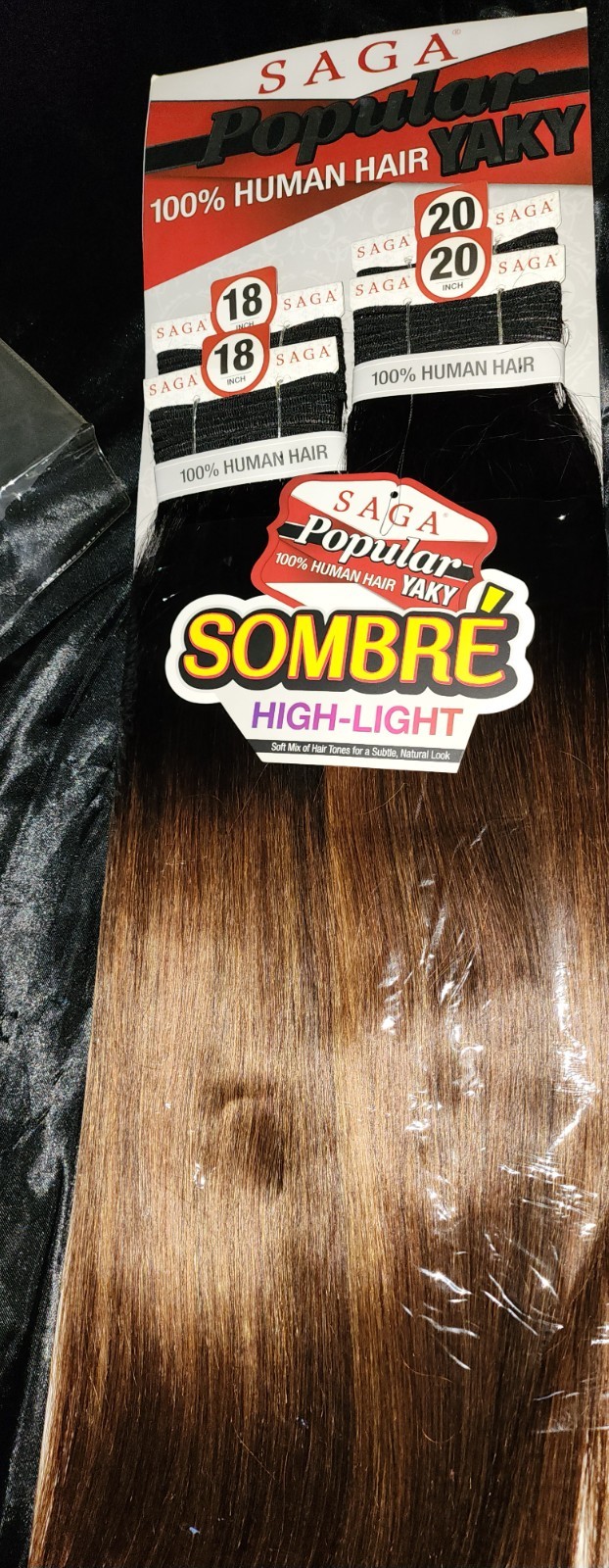 Saga Popular 100% Human Hair Yaki Bundle 4PCS 18" 18" 20" 20" Multiple Colors 5