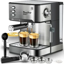 Plum Chef Espresso Machine, 20 Bar Coffee Maker with Foaming Milk Frother