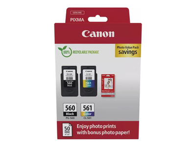 Canon PG-560 & CL-561 / 3713C008 Tinten Sparset schwarz, color (2 Stück) (inkl. 