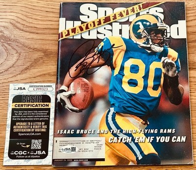 Isaac Bruce signed St Louis Rams 2000 Sports Illustrated SI magazine issue (JSA)