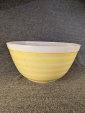Vintage Pyrex Rainbow Stripes Yellow Mixing B...