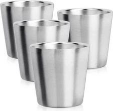 Stainless Steel Cups 6 Oz, 4 Pack Small Stainless Steel Tumbler Bulk Stackable I