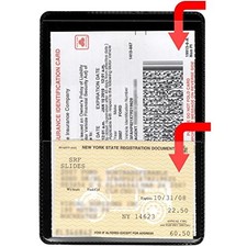 Black Auto Insurance Registration Card Holder Dual-Pocket Vinyl Wallet 2 Pack