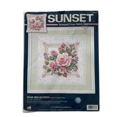 Sunset Stamped Cross Stitch Kit - Rose Reflection - NIP pillow or picture