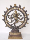 Antique Large Shiva Nataraja Figurine Wheel Hindu Yoga 24cm 1.2kg Bronze Gilt