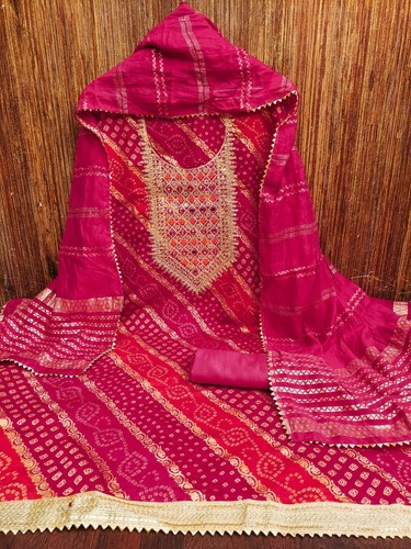 Chanderi Salwar Kameez Dress suit Party Ethnic wea Indian Pakistani new Designer - Picture 4 of 4