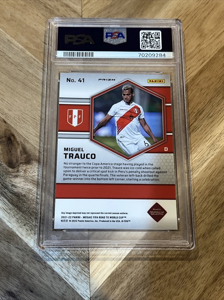 2021 Mosaic World Cup Miguel Trauco Rookie Genesis Prizm #41 Peru SSP PSA 10 - Image 2 of 2