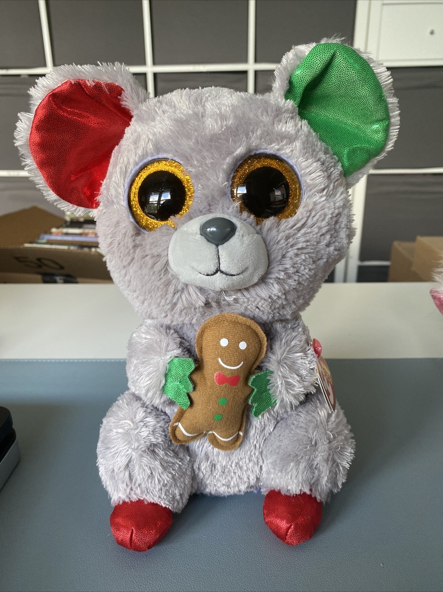 Ty Beanie Boos Mac Christmas Mouse Medium Plush Holding