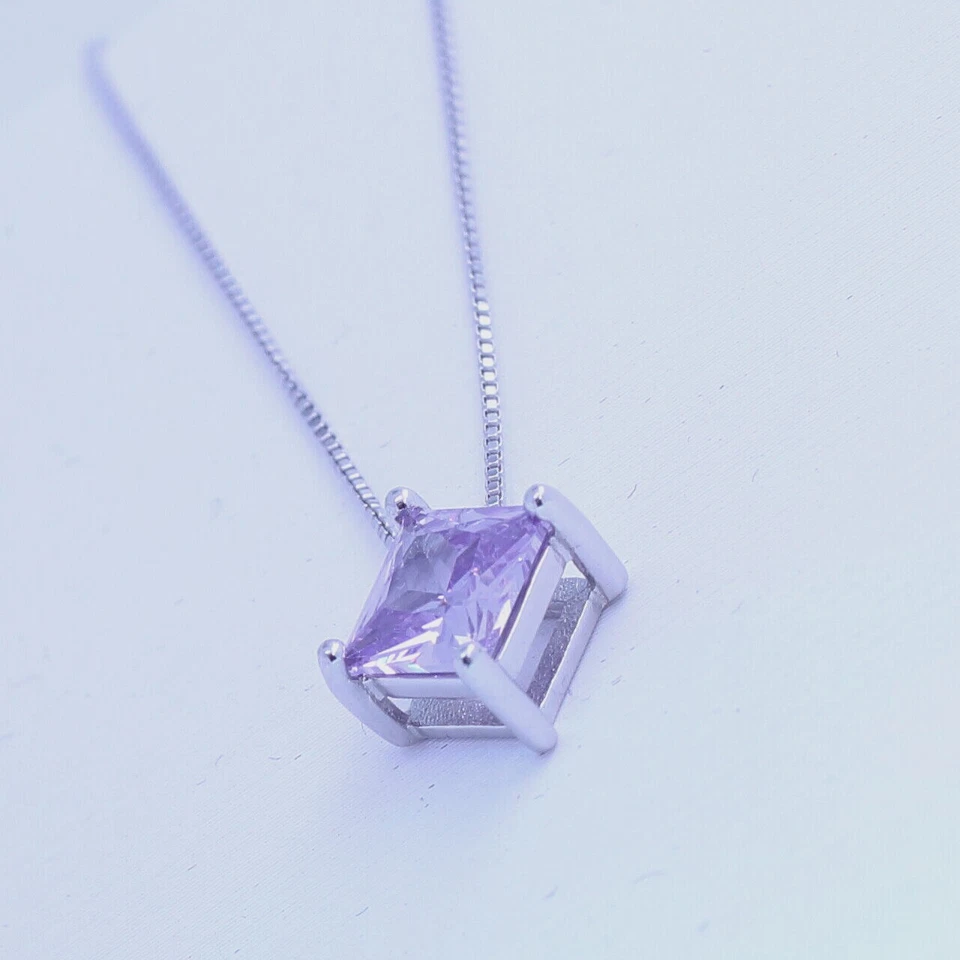 Collana punto luce in argento 925 con zircone A++++ taglio quadrato  LILLA - Immagine 2 di 4