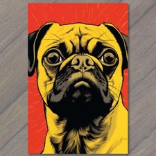Art Print  Playful and Colorful Puggle Pug Dog Illustration Yellow Red 🎨🐶🌟