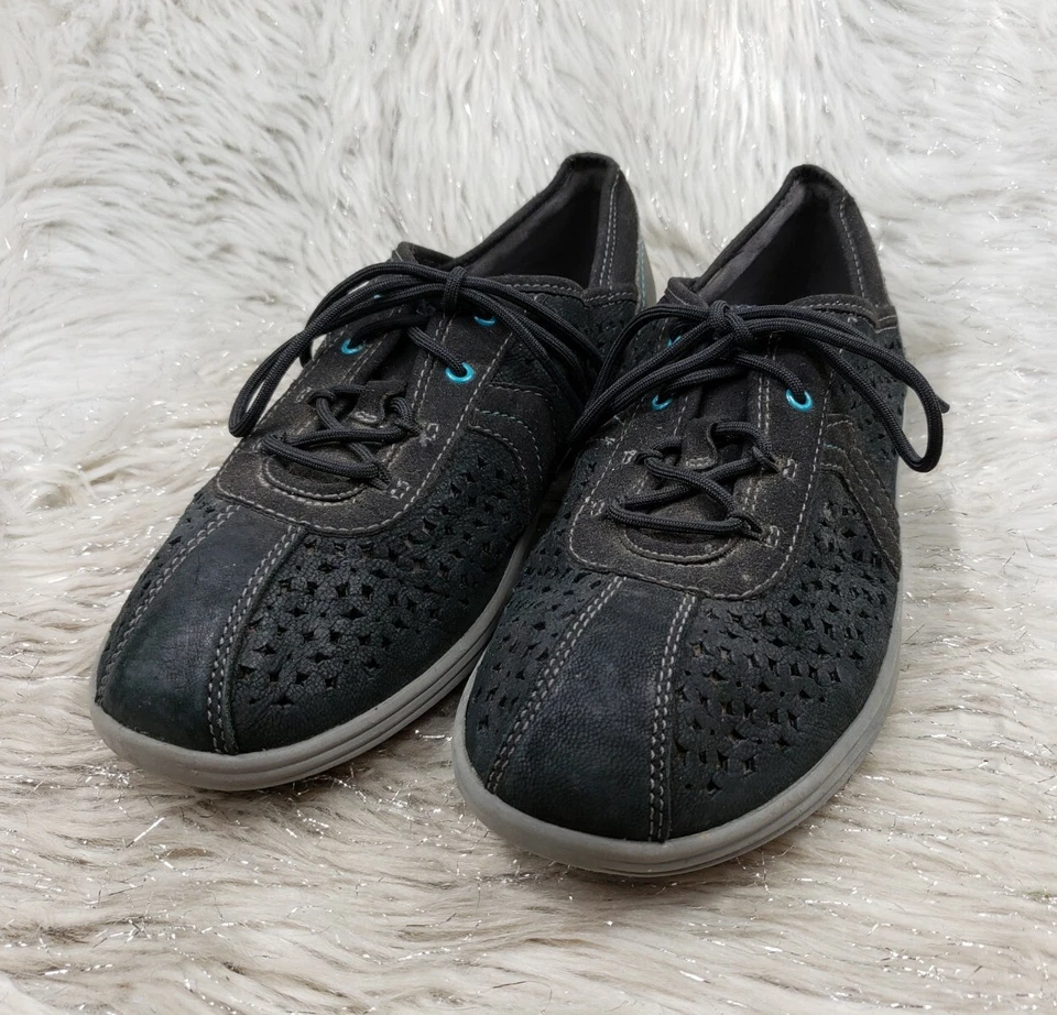 Zapatos activos informales de cuero negro ARAVON talla US 8.5 D Foto 2 de 4