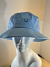 Baby Blue Bucket Hat OSFM NEW Y2K Hip Hop NEW No Tags Smiley Face