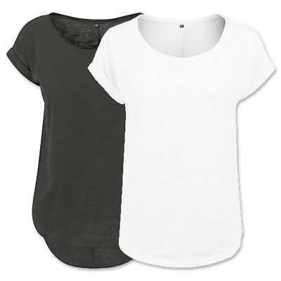 Damen T Shirt hinten extra lang Ladies Long Slub Tee Build Your Brand XS - 5XL