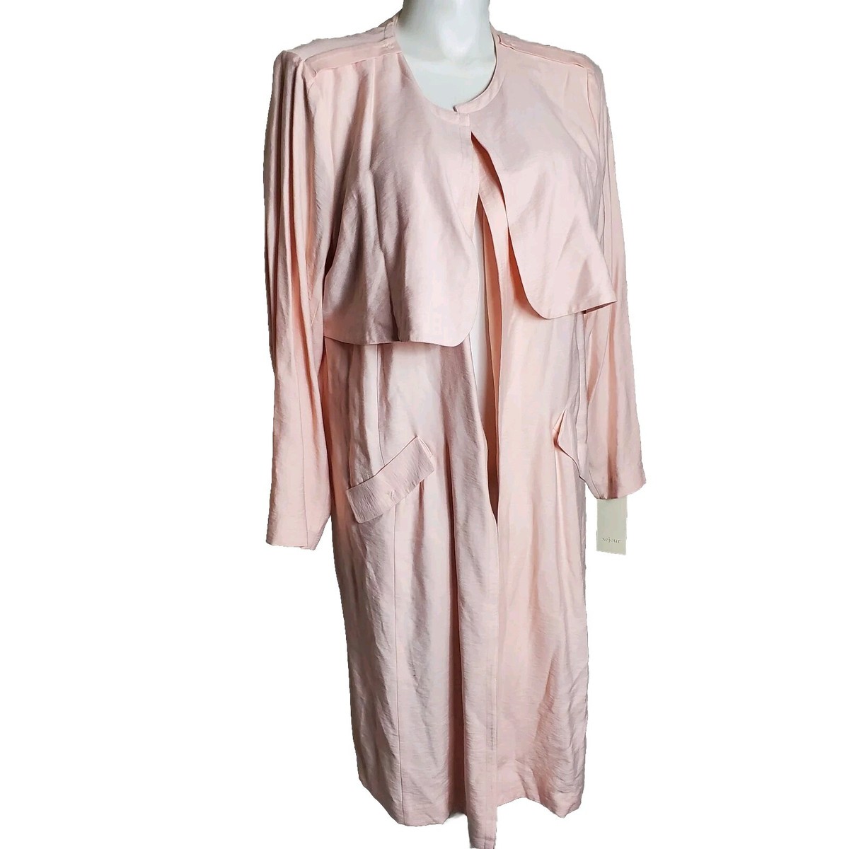 Sejour Pink Wood Duster Coat Size 16W