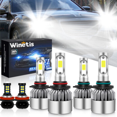 For Mitsubishi Lancer 2008-2015 6x 6000K LED Headlight Fog Light Bulbs Kit S2