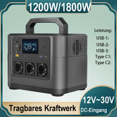 1200W 1800WH Solargenerator Tragbare Powerstation 3AC Back-up Ladegerät Protable