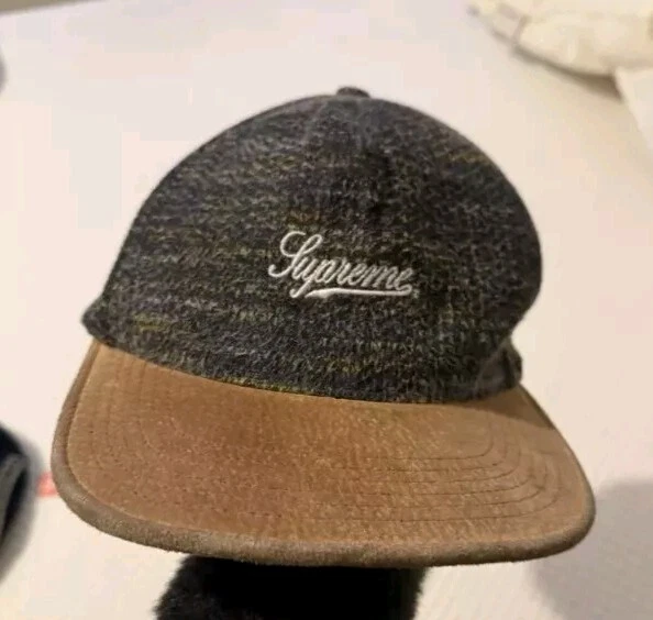FW12 Supreme Couverture Rayure 5 Panneaux Starter Chapeau Coton Daim Casquette Vintage 2012