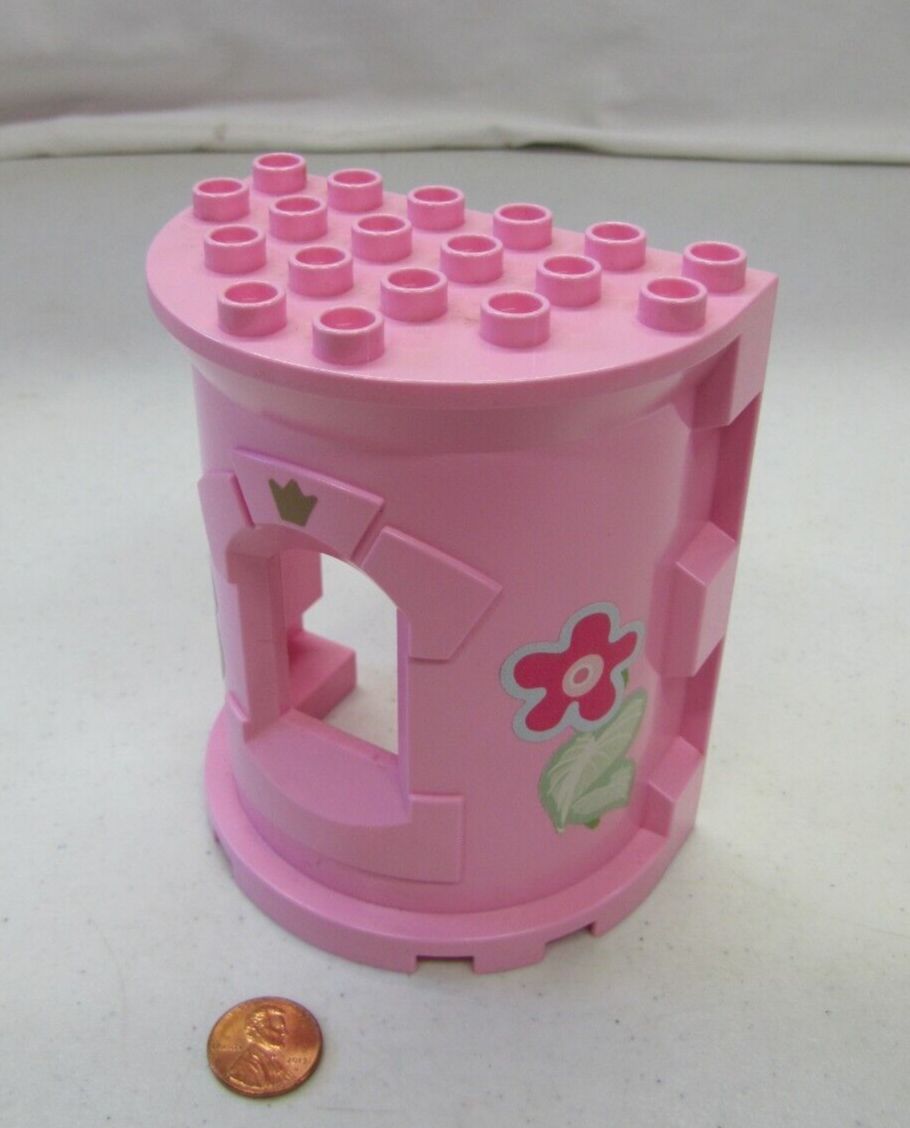 Rare Lego Duplo Vintage Princess Pink Castle Wall With Floral Lithos #4820  #2