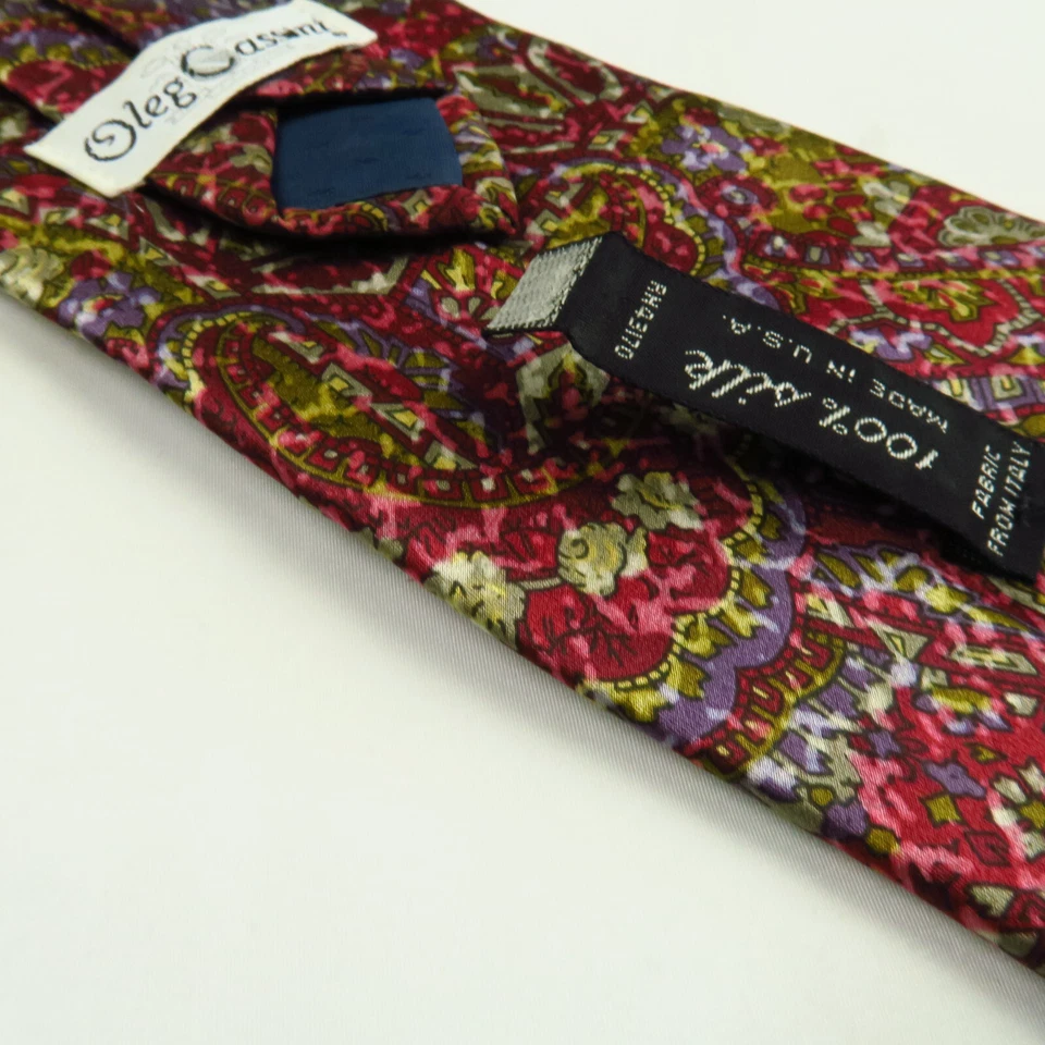 Corbata de cuello vintage Oleg Cassini colorida geométrica floral vitral 56"x3,75" Foto 4 de 4