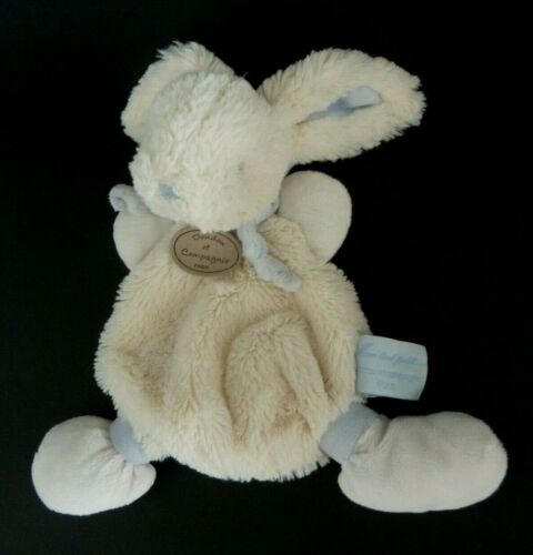 *. DOUBLE & COMPANY RABBIT FLAT CANDY my toddler ... WHITE BLUE - TBE - Picture 1 of 8