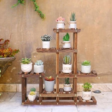 Sturdy Wooden Plant Stand Indoor Outdoor Flowers Shelf Small Medium Pots Holder