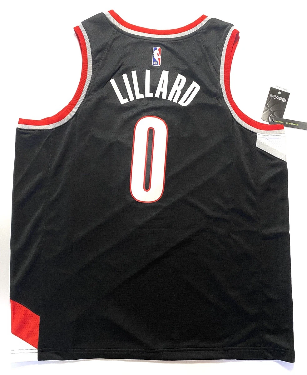 Nike SWINGMAN JERSEY PORTLAND TRAIL BLAZERS - DAMIAN LILLARD #0 Black -  BLACK/UNIVERSITY RED/LILLARD DAMIAN