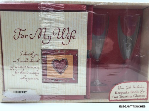Valentine Love For My Wife Poetry Book &Toasting Glasses Marriage Gift Boxed Set