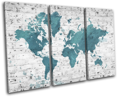 World Abstract Atlas Maps Flags TREBLE Leinwand Kunst Bild drucken