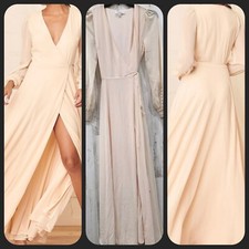 LULUS My Whole Heart Cream Long Sleeve Wrap Maxi Dress Size LARGE**NWOT**