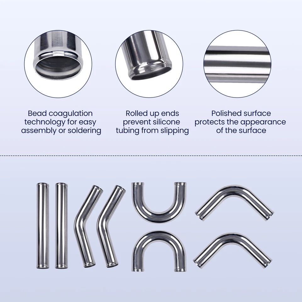 Kit de tubería turbo intercooler de aluminio universal de 2,5 pulgadas manguera + silicona + abrazadera Foto 2 de 4