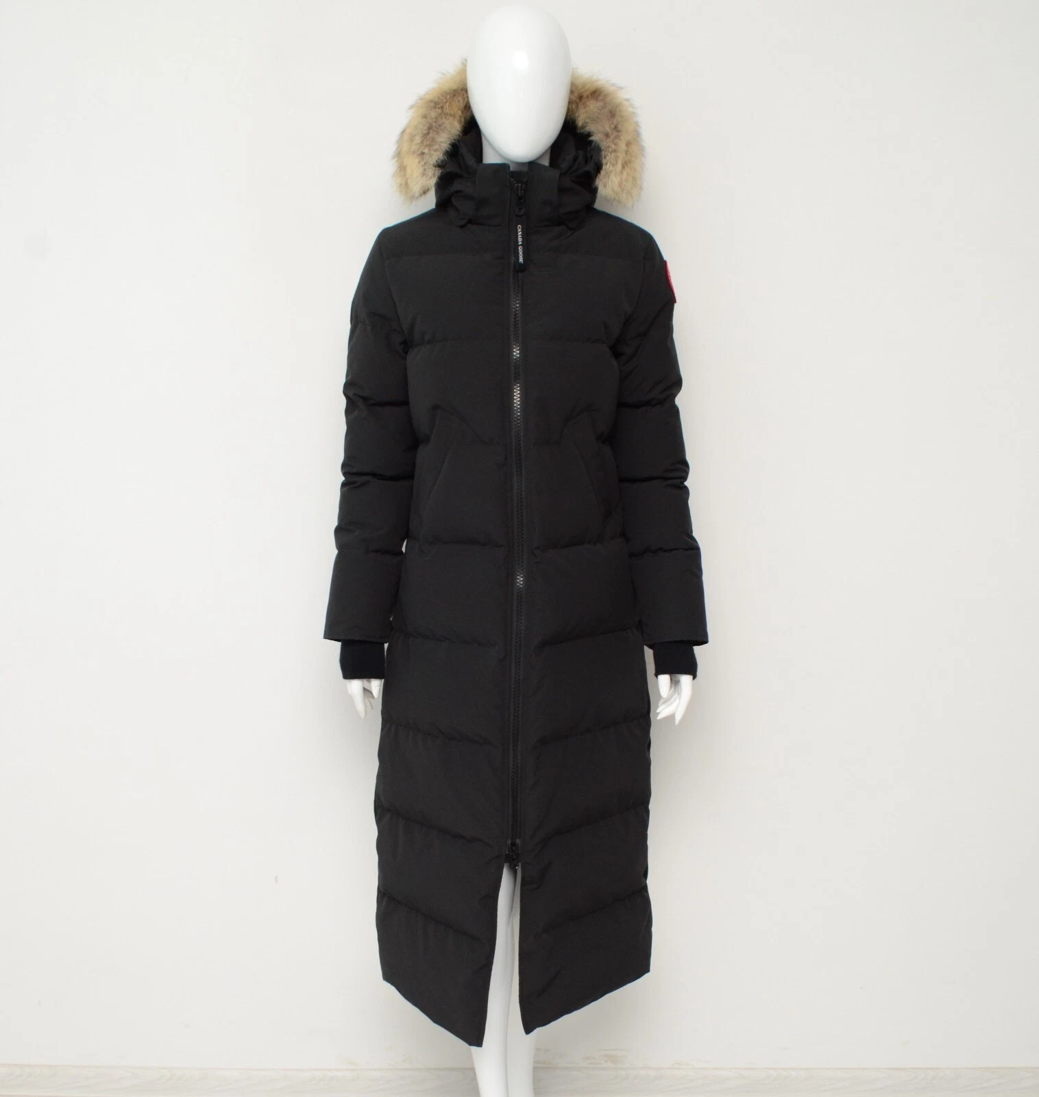 Autentico parka piumino donna Canada Goose Mystique vera pelliccia nero taglia S