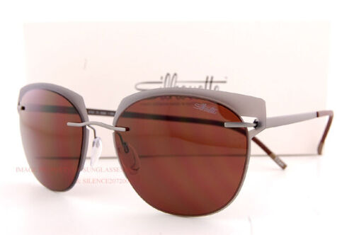 Nuevas gafas de sol Silhouette tonos acento 8702 6560 gris rutenio/marrón titanio - Imagen 1 de 4