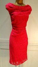 Coast Special Occasion Lacey Pink Bodycon Cowl Neck Dress. UK 14 Stretchy Lined