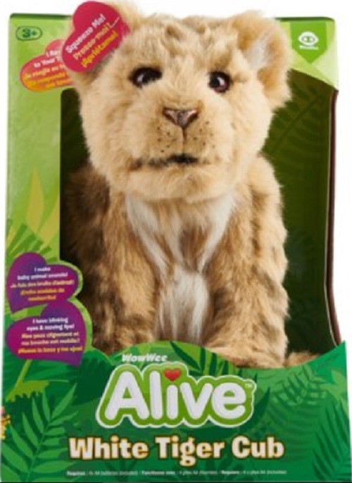 WowWee Alive White Tiger Cub Alive Lion Cub Alive Cub Interactive Plush Cub  NEW
