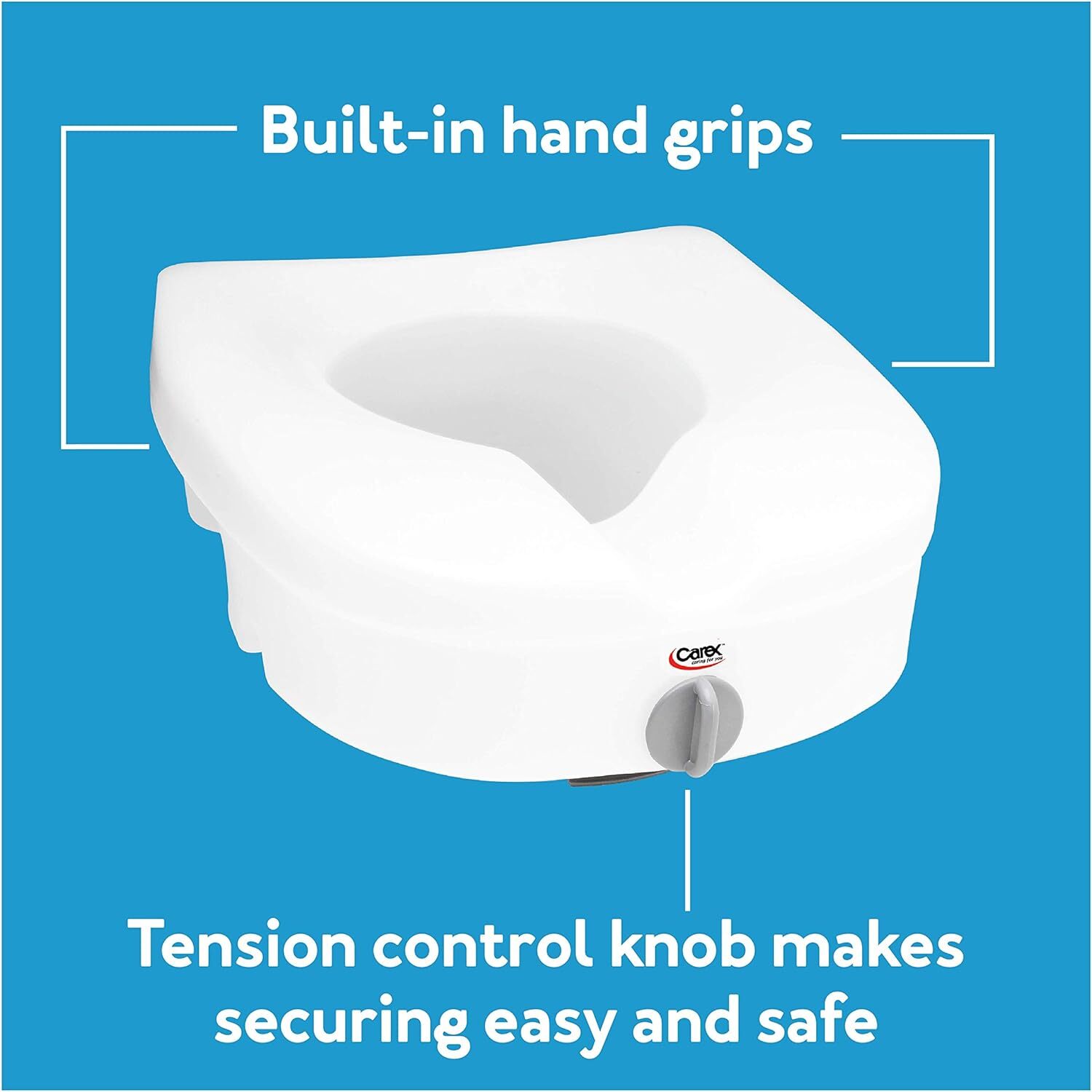 EZ Lock Raised Toilet Seat 5 Inch Height Riser for Elderly and