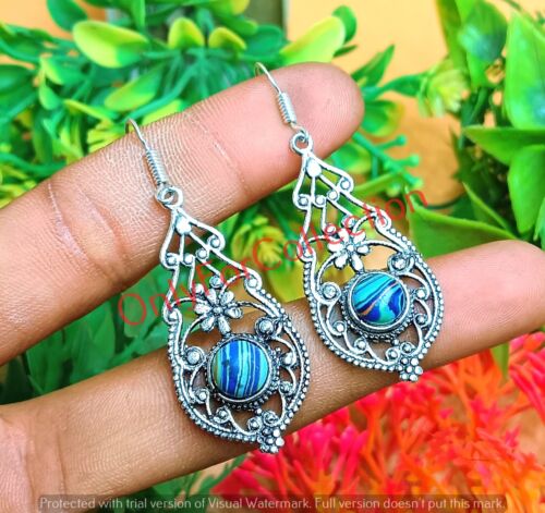 Turquoise Gemstone 925 Sterling Silver Plated Earring Handmade jewelry Earring - Picture 19 of 22
