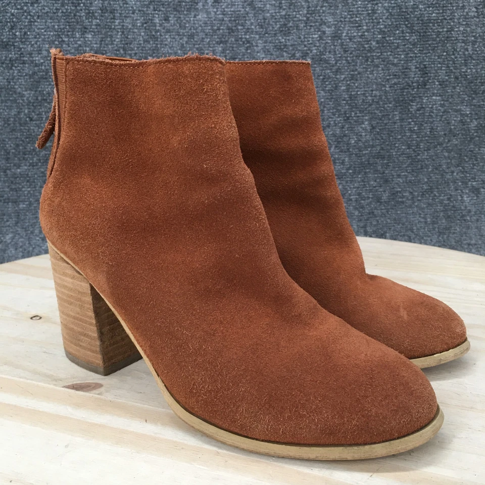 Ecote Botas Mujer 7 Botines Marrón Vaca Gamuza Tacones Bloque Cremallera Informal Foto 3 de 4