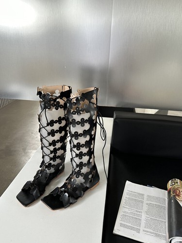 Sexy Strap High Boots Women's New Hollow Out Roman Sandals Flat Knee High Boots - Picture 10 of 23