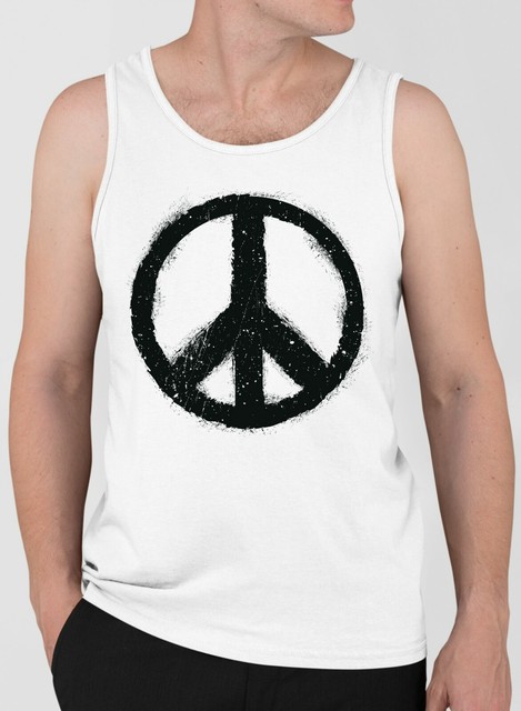 Peace Symbol Graffiti Mens Tank Top | Screen Printed Vest WB8646 Peace Symbol Graffiti Mens Tank Top | Screen Printed Vest WB8646