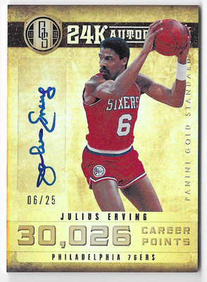 JULIUS ERVING 2012 PANINI GOLD STANDARD AUTO AUTOGRAPH CARD #6/25! JERSEY NUMBER