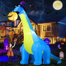 Halloween Inflatables Outdoor Decorations 10 FT Tall Dinosaurs Eating Pumpkin...