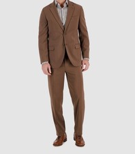 Nautica Men's Brown Solid Modern 2-Piece Gaff Jacket Pants Suit Size 40R 34W