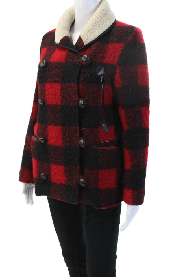 Isabel Marant Etoile Womens Pea Coat Black Wool Blend Button Collared Size M - Image 2 of 4