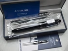 Japanese Sailor 1911 Black Luster 21K Fine nib with converter 11-3048-220